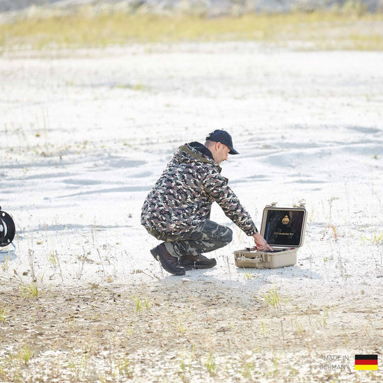 OKM GeoSeeker Mini water detector in use